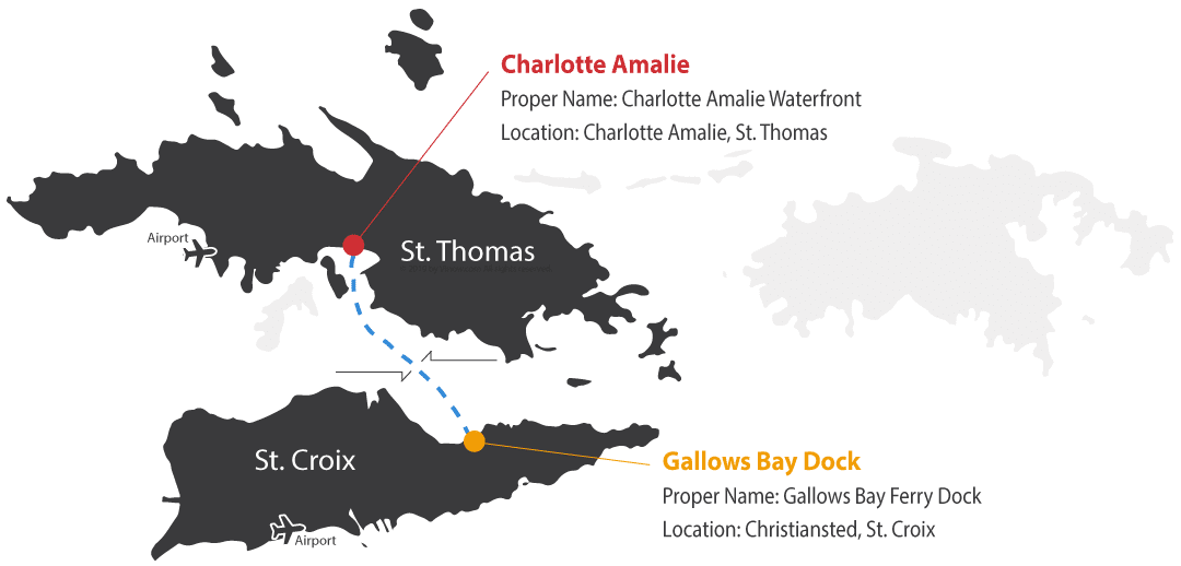 St. Thomas to St. Croix Ferry Map