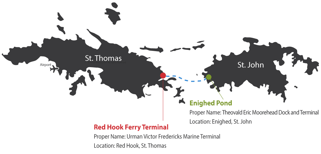 St. John – St. Thomas Car Barge Map